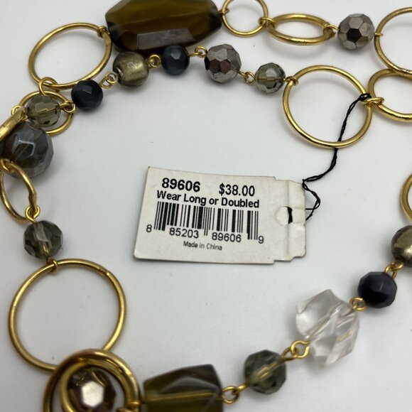 Cookie Lee Gold-Tone Chain Necklace W/ Mixed Beads & Rings Long Length Layered - Picture 6 of 9